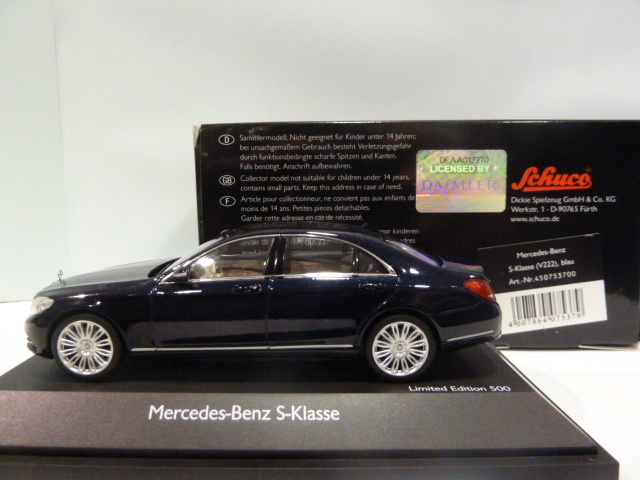 Sovjet regenval Wat Mercedes-benz S-Class (v222) Blue Metallic 1:43 450753700 SCHUCO  schaalmodel / miniatuur Te koop
