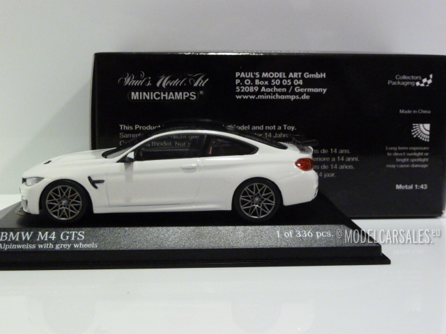 BMW M4 GTS (f82) White 1:43 410025221 MINICHAMPS schaalmodel miniatuur Te